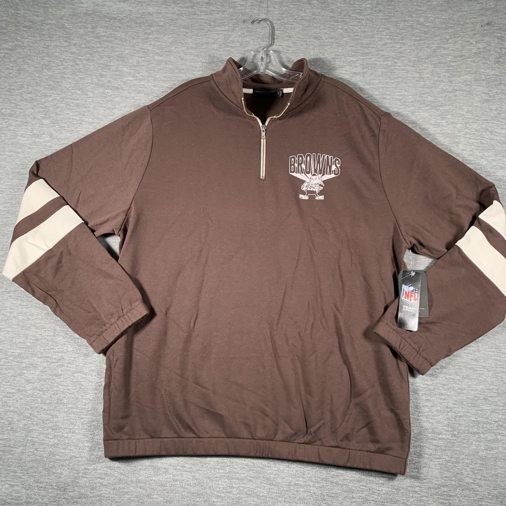 Cleveland Browns Sweatshirt Mens 2XL Brown NFL Football Quarter Zip Junk Food